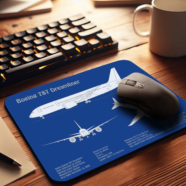 Airliner 787 - Aeroplane Blueprint Drawing Plan AB Mouse Pad (Creator Uploaded)