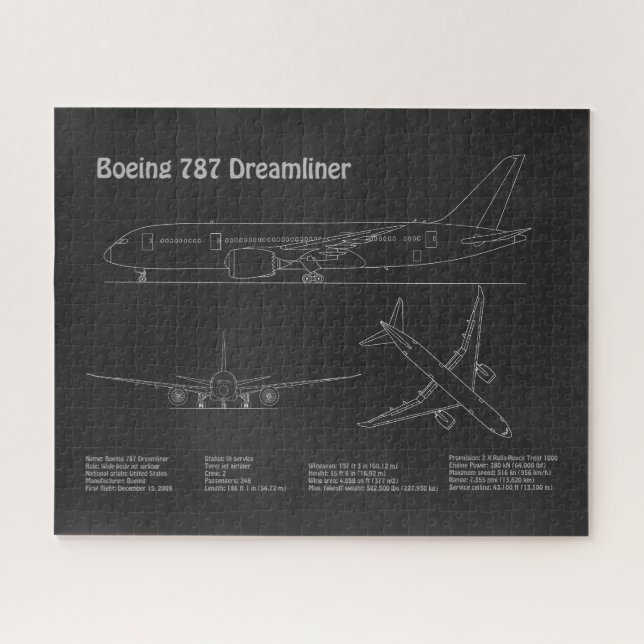 Airliner 787 - Aeroplane Blueprint Drawing Plans P Jigsaw Puzzle (Horizontal)