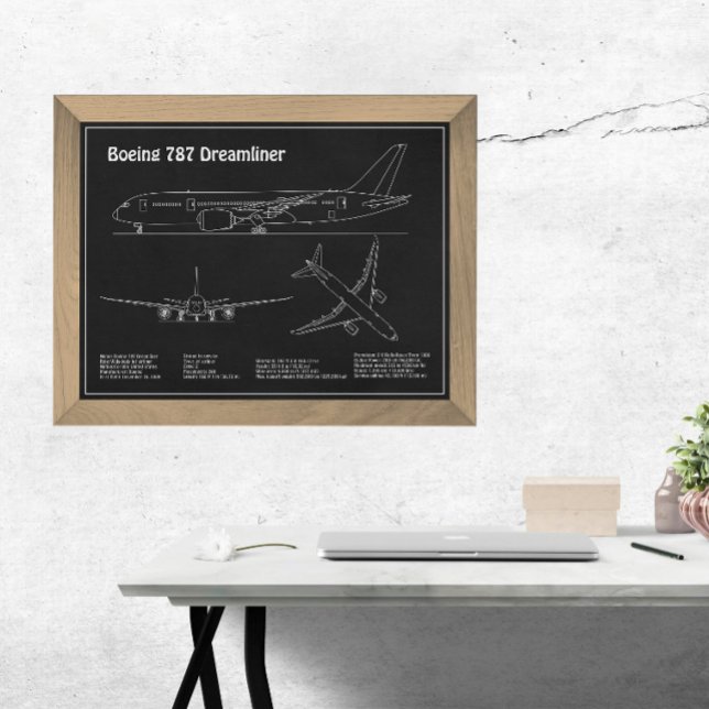 Airliner 787 - Aeroplane Blueprint Drawing Plans P Photo Print (Creator Uploaded)