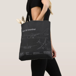 Airliner 787 - Aeroplane Blueprint Drawing Plans P Tote Bag
