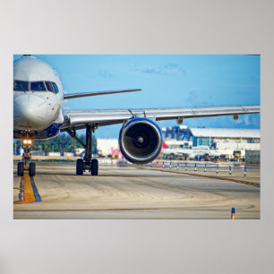 Airliner taxiing towards departure poster