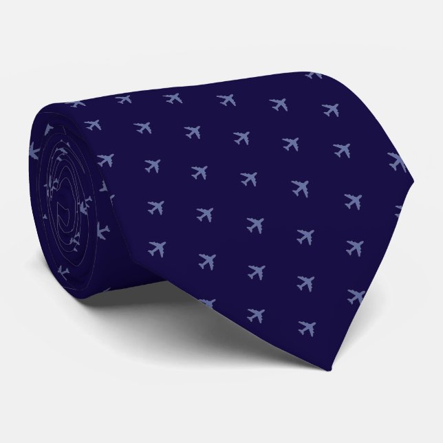 Airlines Blue Aeroplanes Tie for a Pilot (Rolled)