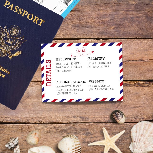 Airmail Destination Wedding  Enclosure Card (Creator Uploaded)