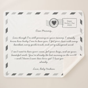 Airmail Love Letter for Mum-to-be Sherpa Blanket