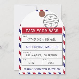 Airmail Luggage Tag Save The Date