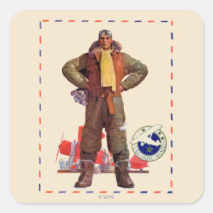 Airmail Pilot Square Sticker