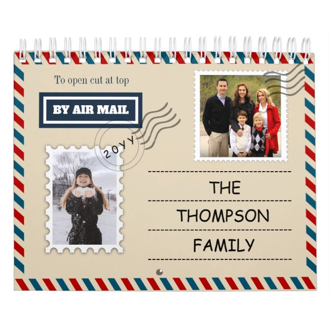 Airmail & Postcard Add Your Instagram Photo 2025 Calendar (Cover)