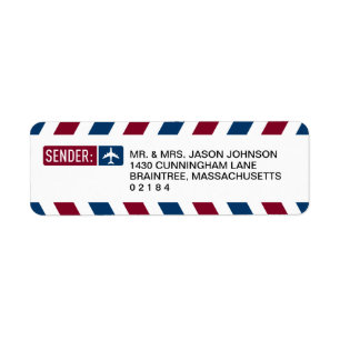 Airmail RETURN ADDRESS Mailing Label