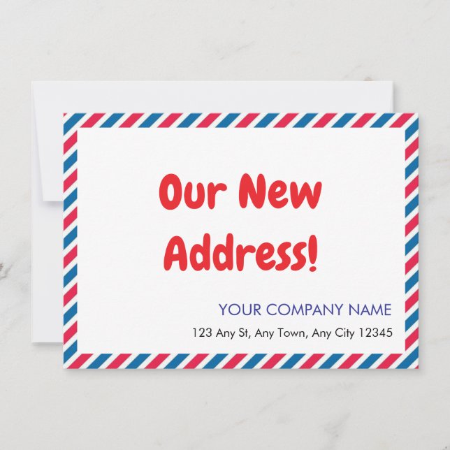 Airmail Style Business Relocation Announcement (Front)