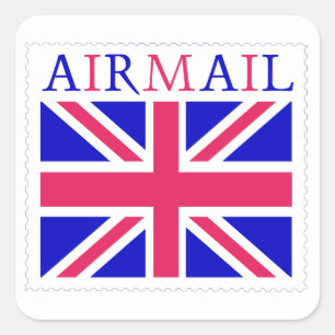 Airmail Union Jack Flag Square Sticker