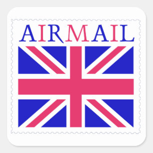 Airmail Union Jack Flag Square Sticker