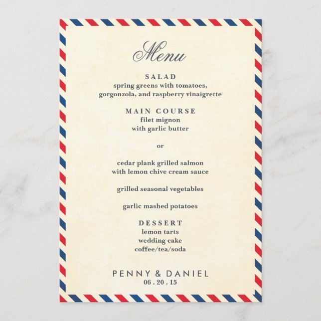 Airmail Wedding Menu (Front)