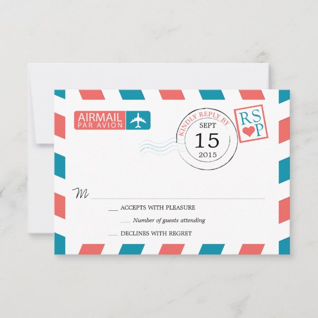 Airmail Wedding RSVP (Front)