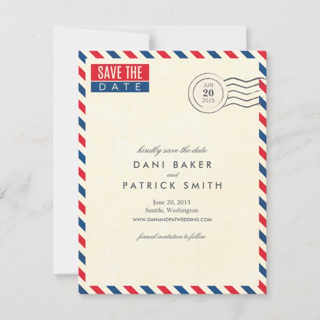 Airmail Wedding Save the Date (Front)