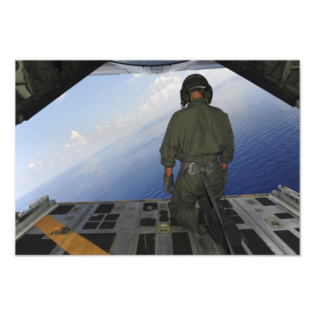 Airman observes the waters of the Gulf of Mexic Photo Print (Front)