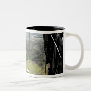 Airman watches a practice bundle fall Two-Tone coffee mug