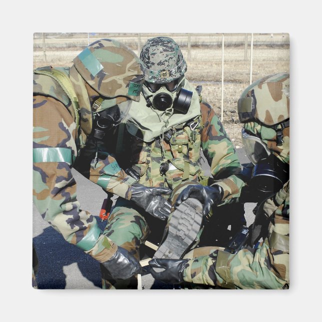 Airmen assist a Republic of Korea Army soldier Magnet (Front)