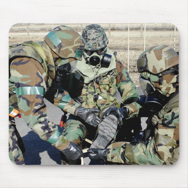 Airmen assist a Republic of Korea Army soldier Mouse Pad (Front)