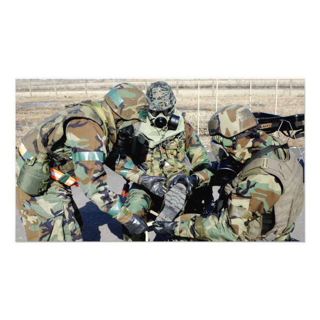 Airmen assist a Republic of Korea Army soldier Photo Print (Front)