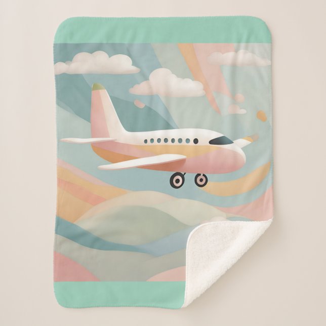 Airplane AI art  Sherpa Blanket (Front)