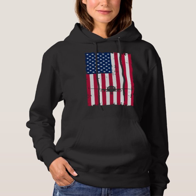 Airplane American Flag Pilot Jet Aviation Hoodie (Front)