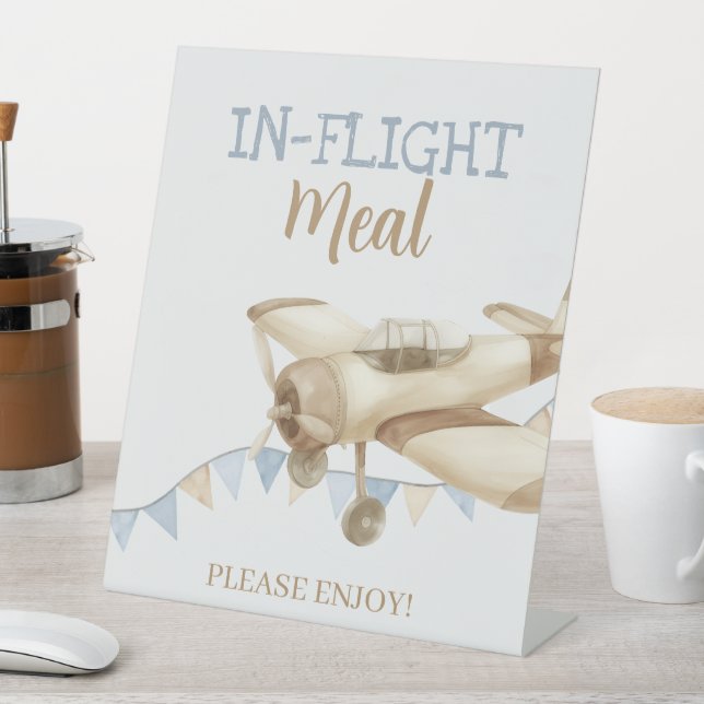 Airplane Aviator Pilot 1st Birthday Food Eat  Pedestal Sign (In SItu)