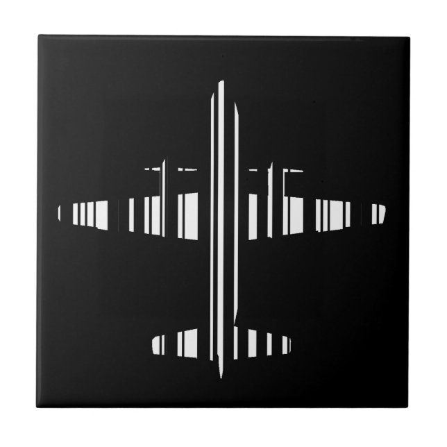 AIRPLANE BAR CODE Jetstream Barcode Pattern Design Ceramic Tile (Front)