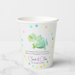 AIRPLANE BEAR pastel clouds rainbow editable Paper Cups