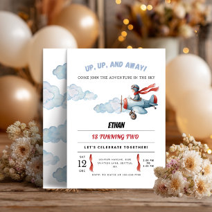 Airplane Birthday Invitation   Up Up and Away