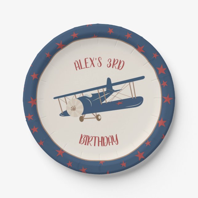 Airplane Birthday Paper Plate - Custom (Front)