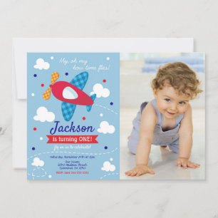 Airplane Birthday Photo Invitation / Time Flies
