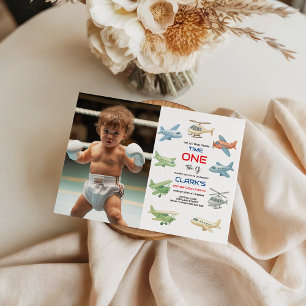 Airplane Boy 1st Birthday   Fun Sky Theme Party Invitation