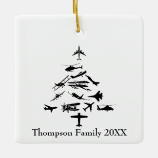 Merry Christmas Tree airplane,Cool Aviation Ceramic Ornament