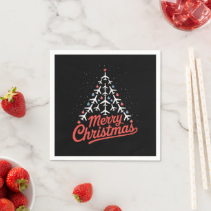 Airplane Christmas Tree Pilot Napkin