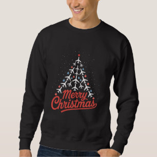 Airplane Christmas Tree Pilot Sweatshirt