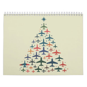Airplane Christmas Tree Retro Pilot Flying Flight  Calendar