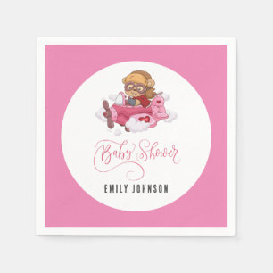 Airplane Girl Baby Shower Napkin