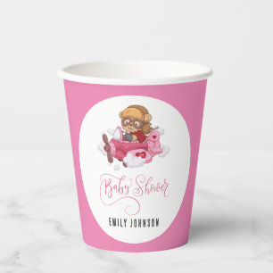 Airplane Girl Baby Shower Paper Cups