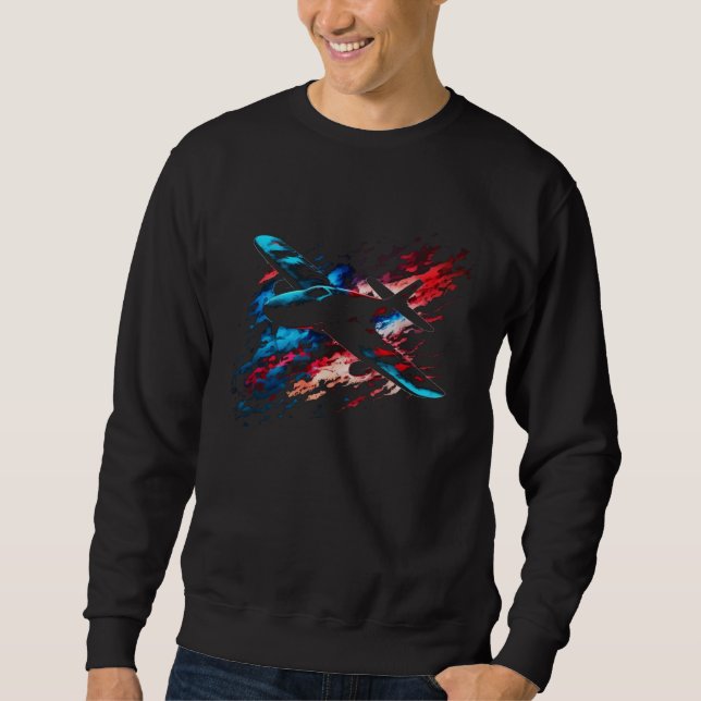 Airplane Guide Aviation Flames Vintage Airplane Pi Sweatshirt (Front)