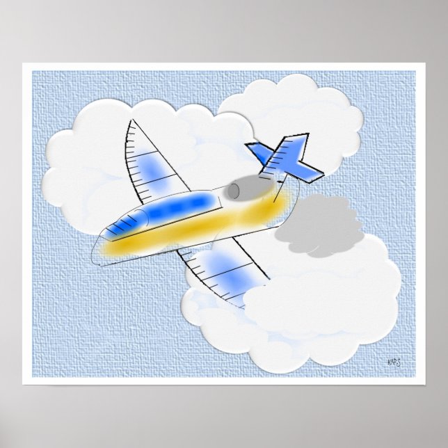 Airplane in the Clouds Jet Plane Animated Poster (Front)