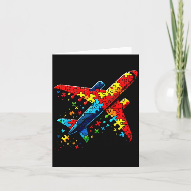Airplane Jigsaw Puzzle Kids Toddler Boys Autism Aw Card (Front)
