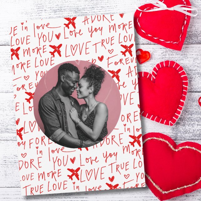 Airplane Love you Romantic Text Funny Custom Photo Holiday Card (Creator Uploaded)