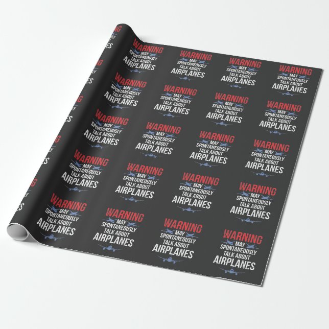 Airplane Lover Cool Pilot Aviation Plane Fan Wrapping Paper (Unrolled)