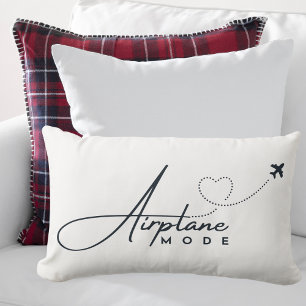 Airplane Mode,Travel, Minimalist Script, Aviation Lumbar Cushion