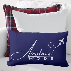 Airplane Mode,Travel, Minimalist Script, Aviation Lumbar Cushion