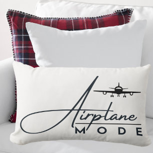 Airplane Mode,Travel, Minimalist Script, Aviation Lumbar Cushion