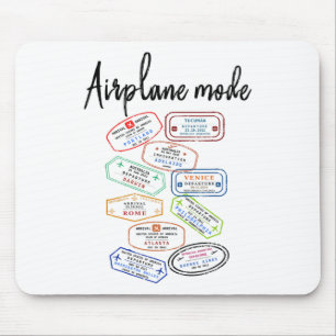 Airplane Mode Vacation Pport Stamp Travel Travelin Mouse Pad