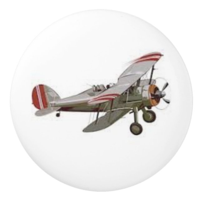 Airplane on Ceramic Knobs and Pulls (Front)