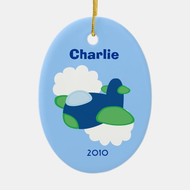 AIRPLANE Personalised Name Christmas Tree Ornament (Front)