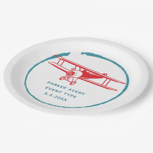 Airplane Personalized Paper Plate